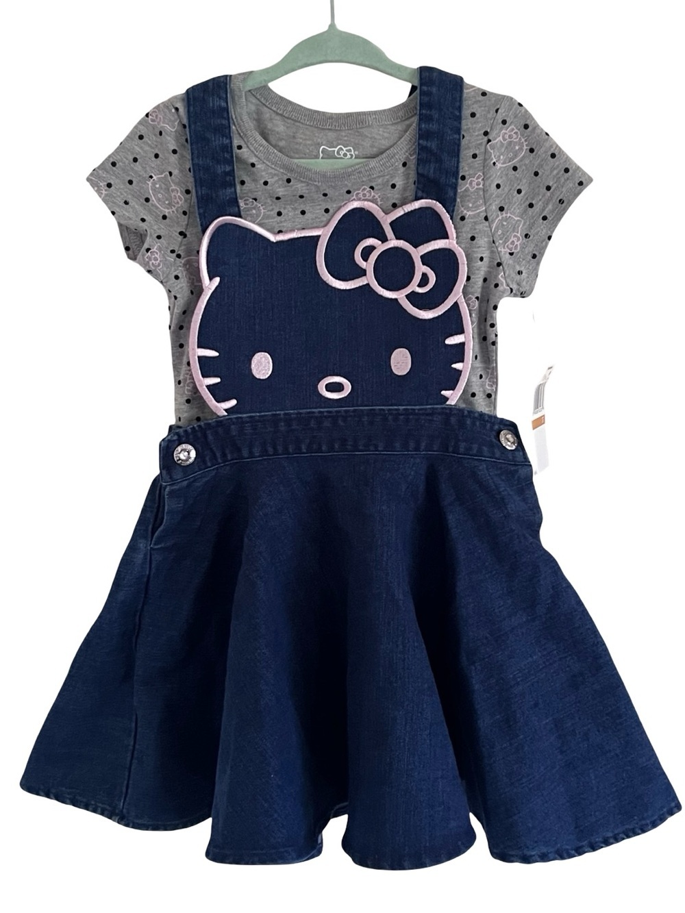 Hello Kitty by Sanrio Blue Denim Dress with Gray Tee NWT 3T